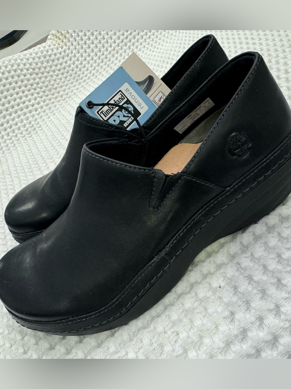 NWT Timberland PRO Renova Black Leather Slip on ANTI-SLIP Clogs MSRP $148 Size 9 - Picture 2 of 9